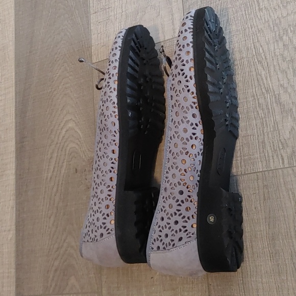 Ron White Size 40 Light Blue/Grey Leather Loafers with Cut-Out Leather Design - Picture 7 of 10